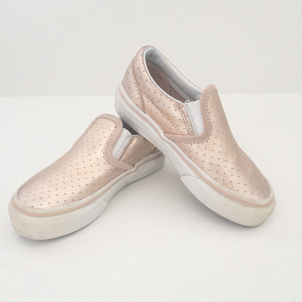 Vans rose gold slip ons, size 10.5